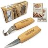 HOLZWURM Set di coltelli per intagliare il legno, istruzioni e modelli per intagliare, set di strumenti ideale per intagliare il cucchiaio