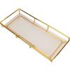 Jwthee Vassoio da toilette Organizzatore per trucchi Conservazione di cosmetici Vassoio da bagno Espositore da appoggio nel comò Vassoio portaoggetti decorativo moderno per cosmetici Beni (Oro/L)