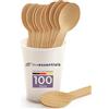 Inoverse 100 Posate in Legno Usa e Getta, Lunghezza 15,8 cm, Biodegradabili, Cucchiai da Zuppa, Set Sostenibile per Feste