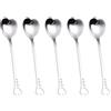 BESTonZON Set da 5 Cucchiai per Dessert in Acciaio Inossidabile a Forma di Cuore, Resistenti alla Ruggine e Flessibili, per Momenti Dessert o Ufficio