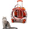 CASOME Trasportino per Gatti con Ruote - Zaino Trolley Rigido Trasparente e Traspirante per Gatti e Cani fino a 10 kg, Ruote Silenziose a 360°, Spallacci Rimovibili e Schienale Ventilato(Orange)