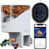 YAMOSO Mangiatoia Automatica WiFi Smart, Camera 2.5K, App 2.4/5G, Dosaggio 0,2g Cura Vacanze, Serbatoio 200ML Anti-Appannamento, Timer, Notifiche, Acquario Marino, Acqua Dolce e Tartarughe