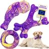 YES4QUALITY Giocattoli da masticare per cani aggressivi - Set da 3 pezzi - Masticabili in nylon indistruttibile per cani di taglia medio-grande - Giocattoli masticabili resistenti al gusto di manzo