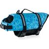 FANSU Giubbotto Salvagente per Cani con Manico, Regolabile Giubbotti di Salvataggio per Animali Domestici-per Cani di Taglia Piccola, Media e Grande-per Nuoto eCanottaggio (XS,Teschio Blu)