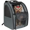 Aystkniet Zaino Trasportino per Cani e Gatti fino a 10 kg, Trasportino Pieghevole con Ventilazione a 270°, 3 Aperture di Accesso, Tenda Coprivista, Fascia per Trolley, per Viaggi