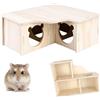 WestCH Casetta per Criceti in Legno con 3 Stanze, 22.5x17.8x8 cm, Legno Naturale | Criceto D'angolo Casetta per Criceti, Montaggio Senza Chiodi, Superficie Impermeabile, per Gerbillo, Scoiattolo