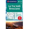 Kompass Carta escursionistica Kom 103. Le Tre Valli Bresciane: 4in1 Wanderkarte mit Aktiv Guide und Detailkarten inklusive Karte zur offline Verwendung in der KOMPASS-App. Fahrradfahren. Skitouren.