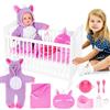 deAO Set Baby Doll con 18" Lettino e 14"Bambole Neonato, Bambola