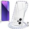 Xylota Cover con Cordino per Xiaomi Redmi Note 13 Pro Plus, Trasparente Custodia con Laccio Tracolla Regolabile Corda Collana Catena, Silicone TPU + PC Antiurto AntiGraffio Protettiva Case, Bianco