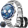 DREAMWIN Smartwatch Uomo con Chiamate Bluetooth, 1,32'' Orologio da Polso Fitness Tracker, IP68 Impermeabile Cardiofrequenzimetro Contapassi Activity Tracker Smart Watch per Android IOS( Blu-Argento)