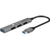 Techly 620720 Hub USB-A 3.2 a 4 Porte USB-A Slim in Metallo Grigio