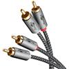 goobay 65292 - Cavo RCA stereo, 1 m, 2 connettori RCA a 2 connettori RCA, cavo RCA per amplificatore Blu Ray HiFi stereo/in tessuto placcato oro