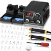 Trsaow Pirografo Professionale Kit,Pirografo per Legno Stufa a legna LCD da 60 W Con display digitale 2 Penne e 33 Punti Solidi 0-750°C per Legno, Pelle, Zucca