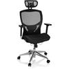 HJH Office Sedia da Ufficio Ergonomica VENUS ONE Sedia Scrivania con Supporto Lombare, Poggiatesta e Bracciolo Regolabile, Schienale in Rete, Nero 657000