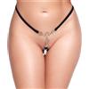 Cottelli Luxurious & Rhinestone Flowers Decorative Crotchless String 2322960 Black S/M/L