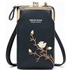 PORRASSO Moda Borse a Tracolla Donna Piccola Borsa per Cellulare con Fessure per Carte PU Mini Cellulare Portafogli Nero
