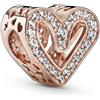 PANDORA Icons Ciondolo con cuore placcato in oro rosa 14 k con zirconi cubici trasparenti