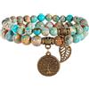 Farfume Braccialetti chakra da donna - Bracciale con cristalli regalo per donne pietre naturali yoga Reiki - un set di braccialetti doppi, Medium 18.5cm, Pietra
