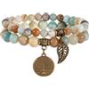 Farfume Bracciale chakra da donna con cristalli curativi e pietre naturali per yoga e reiki, set di doppi braccialetti