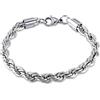 FREELANCE JW Bracciale Rope Classic - Eleganza Intrecciata in Acciaio, 5mm - ARGENTO/ACCIAIO