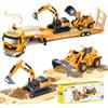 LTFIOON Cantiere Giocattolo Bambini, Camion Carrier di Piccole Auto con Escavatore Bulldozer, Carrier Veicolo, Camion Demolitore Bambino, Giochi Auto Ragazzo per Ragazzo 3 4 5 6 7 Anni