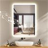 Litglobe Bluetooth Specchio Bagno con Luce 50x70cm,Specchio da Bagno Rettangolo Moderno con Antiappannamento,Interruttore Touch,Funzione Memoria,3 Colori Regolabili