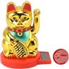 Cyrank Gatto Fortunato Che Agita Il Braccio, Gatto Che Agita Ad Energia Solare Maneki Neko Giapponese Gatto della Fortuna Solare con La Mano Che Agita La Zampa in su per Il Feng Shui Benvenuto(Oro)
