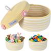 Luxvara Cestino Portaoggetti con Coperchio, Cesta Bagno in Corda di Cotone per Organizzare Giocattoli, Fili, Snack, Asciugamani, Organizzatore Multifunzionale, Cestini Stoccaggio per Bagno Cameretta, 22x12cm