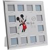 Widdop and Co Disney - Mickey Mouse - Cornice portafoto in vero argento multiplo a 12 aperture 'My First Year' - Prodotto con licenza Disney - Retro in legno autoportante - Primi anni - Nuovo Bimbo - Regalo Nascita