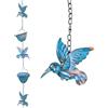 CnosDB 2,4 m Catene della Pioggia, Rain Chain Blu Colibrì Ferro retrò Collettore di Acqua Piovana per Esterni Adatto per Grondaie e Cornicioni del Cortile