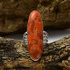 Delizioso Anello In Argento Sterling 925 Con Gemma Di Turchese Rame Arancione
