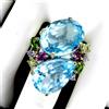 Gemsporium Anello Gemsporium Argento 925 con Topazio Swiss Blue 38ct Fatto a Mano, Mis 8.5
