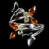 Gemsporium Anello In Argento 925 Gemme Naturali Marquise Citrino E Peridoto, Mis. 8