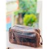 Fatto a mano 27.9cm Vintage pelle di Capra Viaggio Nécessaire da Rasatura Dope Kit Uomo Case