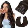HOTBANANA Extension per capelli con clip, senza cuciture, 50,8 cm, 110 g, 7 pezzi, marrone scuro chiaro, invisibili, in poliuretano, extension per capelli umani Remy