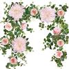 OrgMemory Ghirlanda di Eucalipto, Ghirlanda di Fiori, Arco di Fiori, 180cm, Ghirlanda di Eucalipto Artificiale, per Matrimoni, Decorazione per la Casa (Rosa)