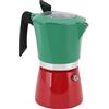 Uadme Stovetop Moka Pot Alluminio Piano Cottura Caffettiera con Coperchio Trasparente, Moka Pot Viaggio Capacità 300ml, Verde Rosso No. 6