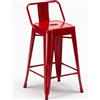 AHD Amazing Home Design Sgabello da bar in metallo in stile industriale con schienale Steel Top - Rosso