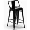 AHD Amazing Home Design Sgabello da bar in metallo in stile industriale con schienale in acciaio - Nero