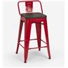AHD Amazing Home Design sgabello alto design industriale in metallo e legno sgabello da bar in stile per bar o cucina piano in acciaio legno - Rosso
