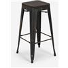 AHD Amazing Home Design sgabello di design in metallo e legno alto 78 cm in stile industriale per cucine bar brush up - Wenge