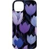 Floral Aesthetic Flower Botanical Gifts Custodia per iPhone 14 Plus Fiori viola scuro blu tulipani floreale giardino di mezzanotte
