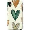 Sage Green Cream Beige Hearts Gifts Custodia per iPhone X/XS Cuore Verde Doodle Modello Salvia Verde Beige San Valentino