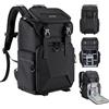 K&F CONCEPT Zaino per Fotocamera Professionale, Nero | Impermeabile Antifurto, Grande Capacità, Elevata Stabilità, Scomparto per Laptop da 15.6 pollici, B29