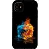 Cool Ice Outfit Custodia per iPhone 11 Cubo caldo e freddo per gli amanti del costume delle fiamme ghiacciate