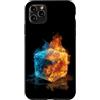 Cool Ice Outfit Custodia per iPhone 11 Pro Max Cubo caldo e freddo per gli amanti del costume delle fiamme ghiacciate