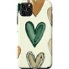Sage Green Cream Beige Hearts Gifts Custodia per iPhone 11 Pro Max Cuore Verde Doodle Modello Salvia Verde Beige San Valentino