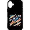 Cosmic Dreamer Design Custodia per iPhone 16 Plus Laser Eyes Pizza Surfer Cat Retro Vaporwave Space