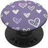 Cute Hearts Pattern Gifts Viola Bianco Cuore Lineart Pattern Minimal San Valentino PopSockets PopGrip Adesivo