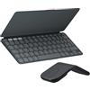 Logitech Keys-To-Go 2 e Mobi Fold, tastiera sottile con coperchio e mouse pieghevole, leggeri, portatili, Bluetooth, per PC Windows, Mac, Android, Chromebook, iPad, ITA QWERTY - Grafite
